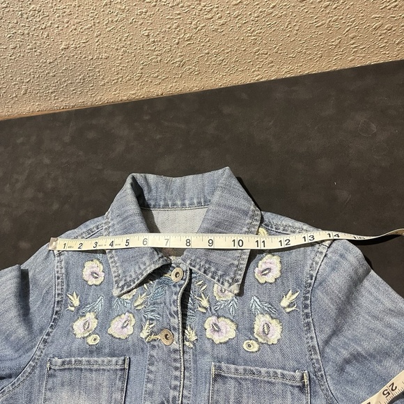 Vintage 90s Y2K Retro Floral Embroidered Button Denim Jacket Fairy Grunge Whimsy - Picture 6 of 10